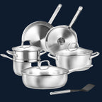 Batterie de cuisine en inox, 5 pièces